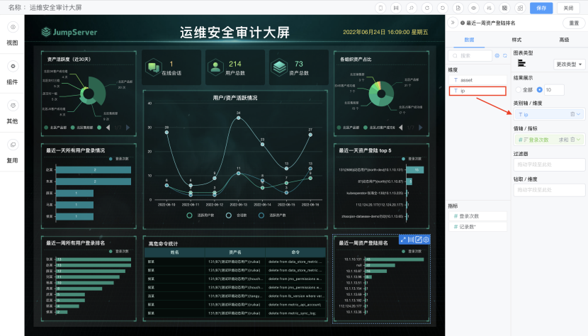 模板学堂丨JumpServer安全运维审计大屏